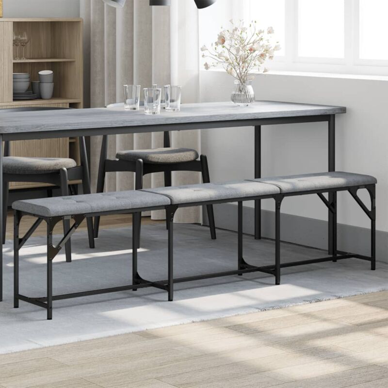foto del prodotto vidaxl panca da pranzo grigio chiaro 186x32x45 cm in acciaio e tessuto