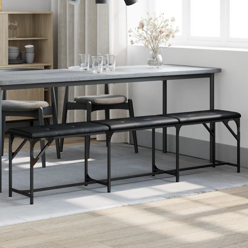 foto del prodotto vidaxl panca da pranzo nera 186x32x45 cm in acciaio e similpelle