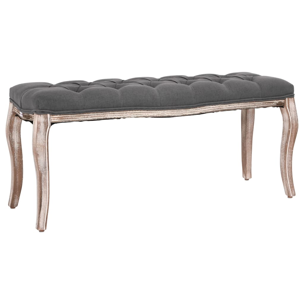foto del prodotto vidaxl panca in lino e legno massello 110x38x48 cm grigio scuro