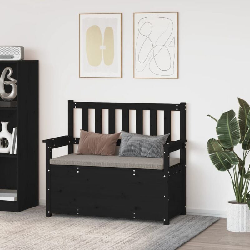 foto del prodotto vidaxl panca nera 112,5x51,5x96,5 cm in legno massello di pino
