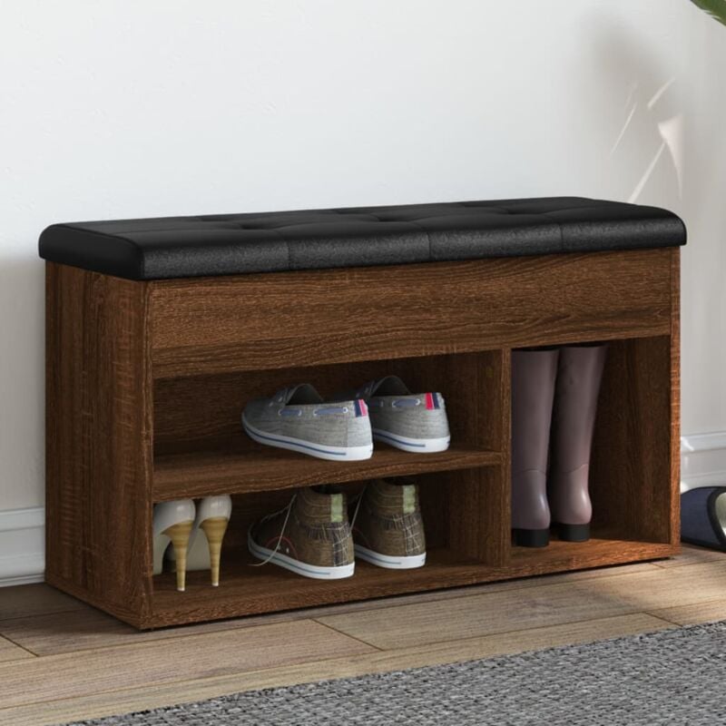 foto del prodotto vidaxl - panca per scarpe rovere marrone 82x32x45,5 cm legno multistrato