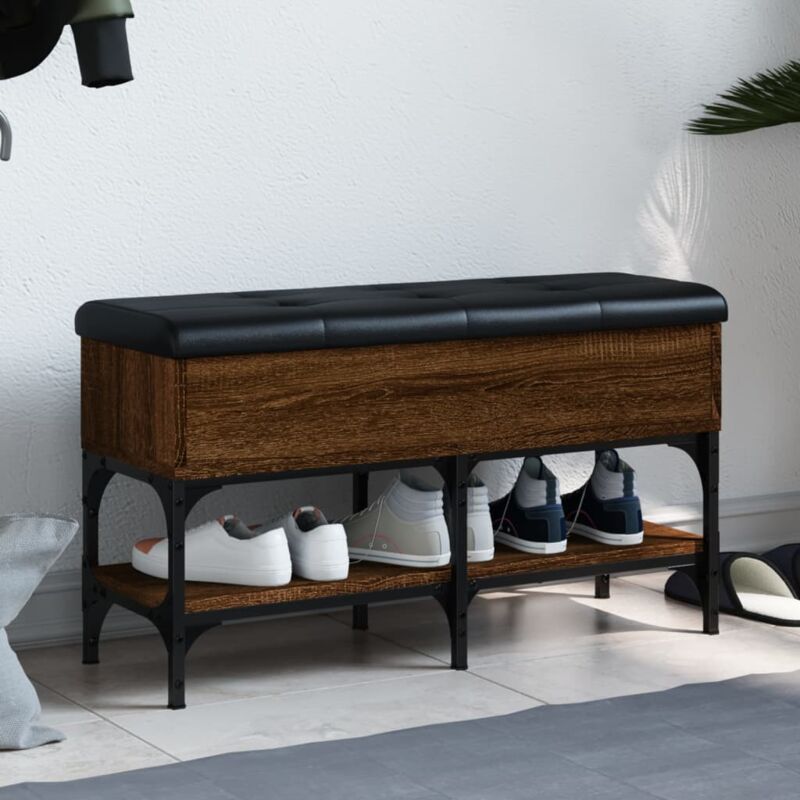 foto del prodotto vidaxl panca per scarpe rovere marrone 82x32x45 cm legno multistrato
