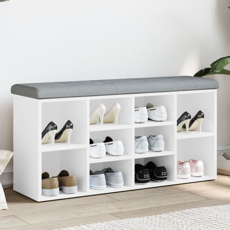 foto del prodotto vidaxl panca porta scarpe bianca 102x32x50 cm in legno multistrato