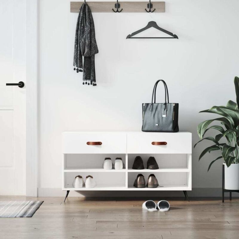 foto del prodotto vidaxl panca porta scarpe bianca 102x35x55 cm in legno multistrato