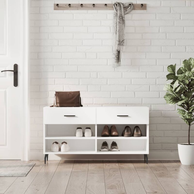 foto del prodotto vidaxl panca porta scarpe bianca 102x35x55 cm in legno multistrato