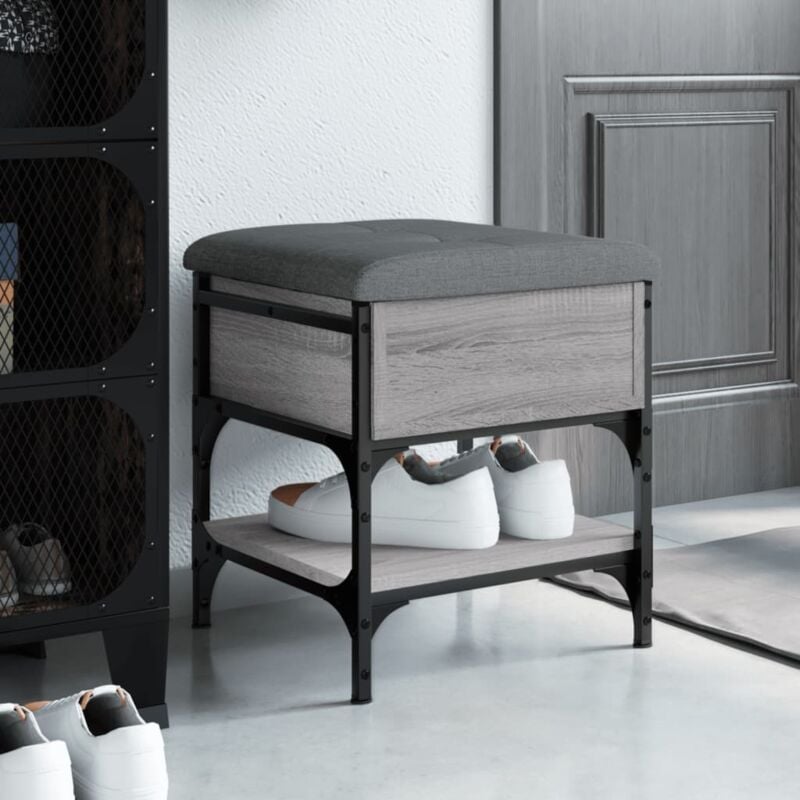 foto del prodotto vidaxl panca porta scarpe grigio sonoma 42x42x45 cm legno multistrato