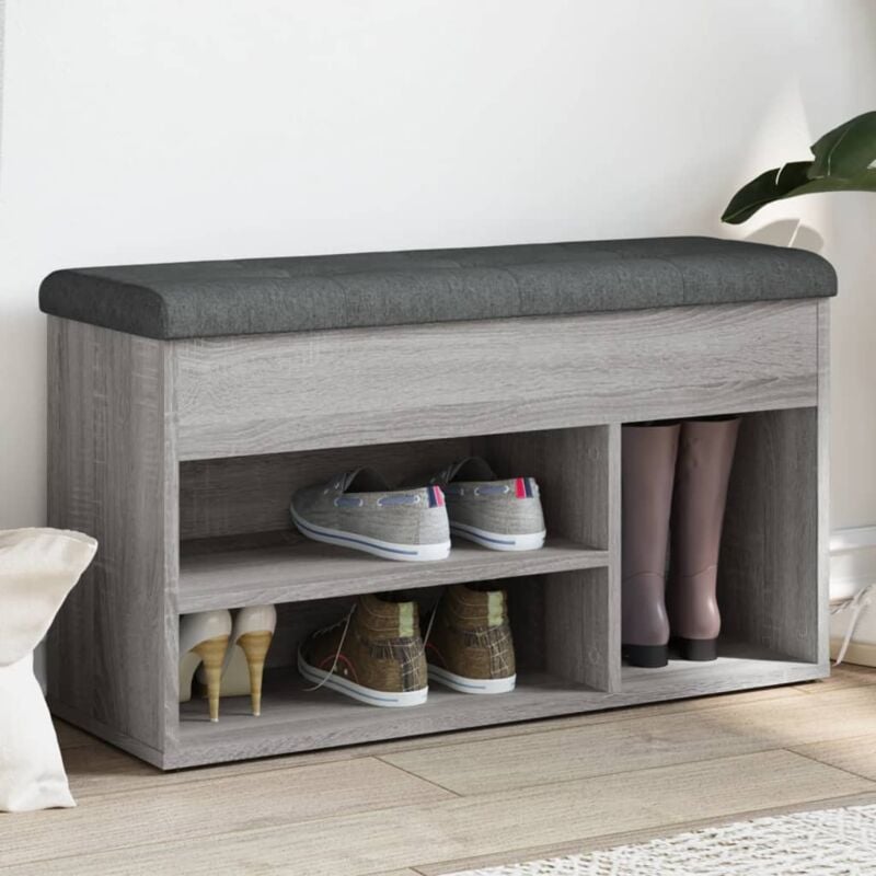foto del prodotto vidaxl panca porta scarpe grigio sonoma 82x32x45,5cm legno multistrato