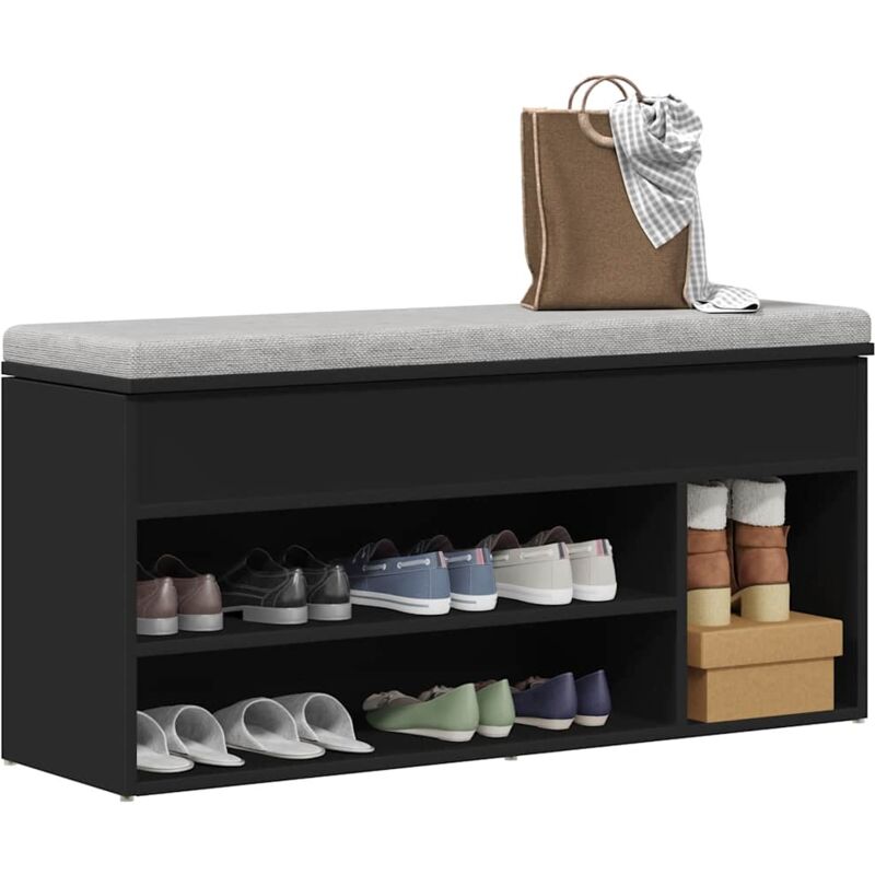 foto del prodotto vidaxl panca porta scarpe nera 102x30,5x45 cm in legno multistrato