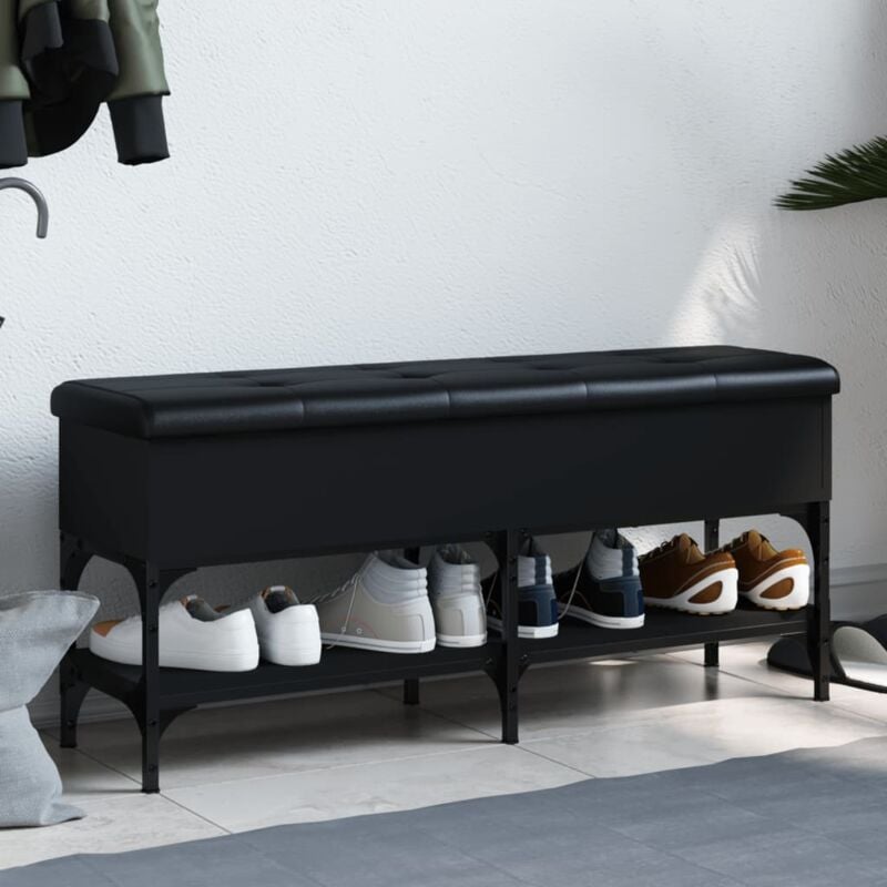 foto del prodotto vidaxl panca porta scarpe nera 102x32x45 cm in legno multistrato
