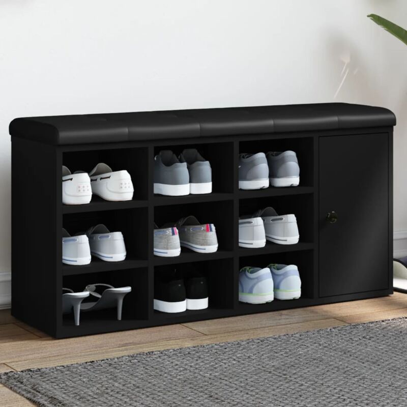 foto del prodotto vidaxl panca porta scarpe nera 102x32x50 cm in legno multistrato