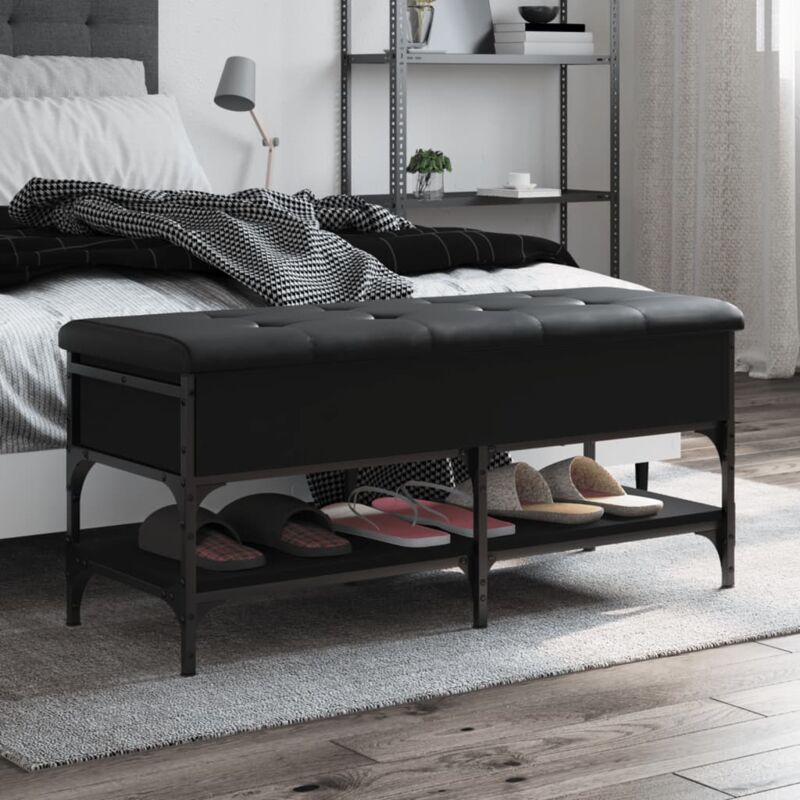 foto del prodotto vidaxl panca porta scarpe nera 102x42x45 cm in legno multistrato
