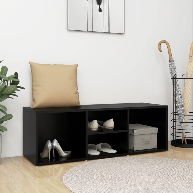 foto del prodotto vidaxl panca porta scarpe nera 105x35x35 cm in legno multistrato