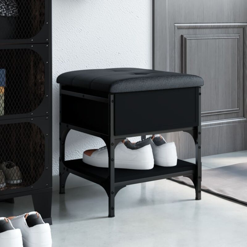 foto del prodotto vidaxl panca porta scarpe nera 42x42x45 cm in legno multistrato