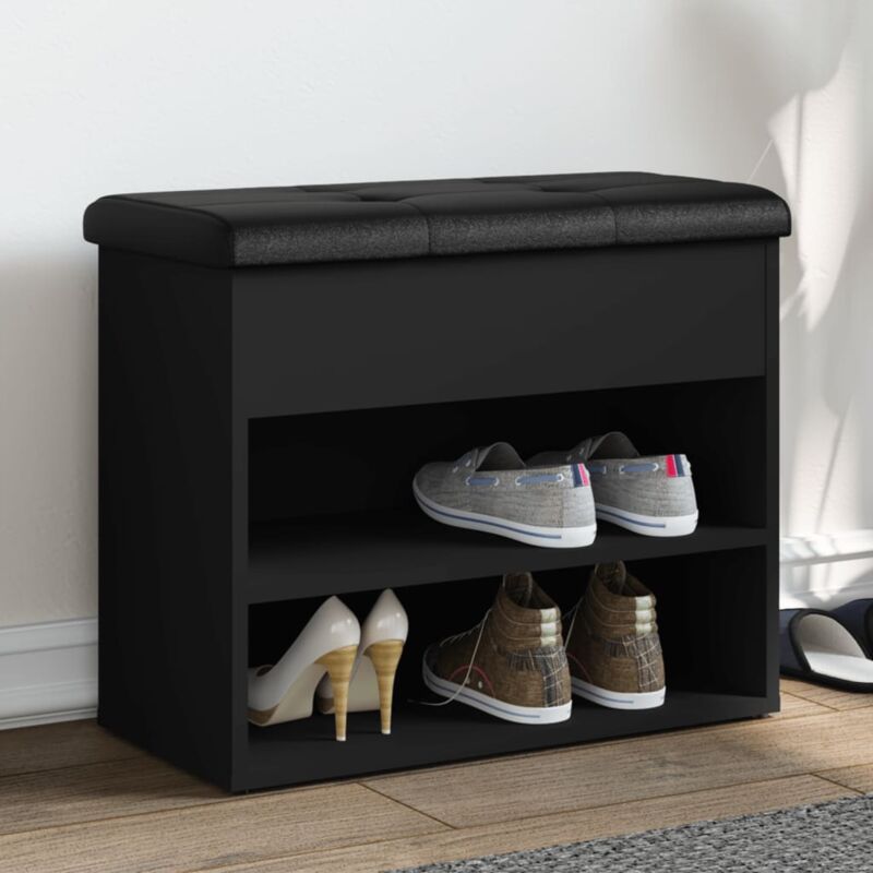 foto del prodotto vidaxl panca porta scarpe nera 62x32x50 cm in legno multistrato