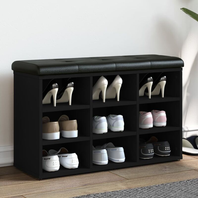 foto del prodotto vidaxl panca porta scarpe nera 82x32x50 cm in legno multistrato