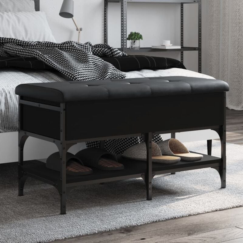 foto del prodotto vidaxl panca porta scarpe nera 82x42x45 cm in legno multistrato