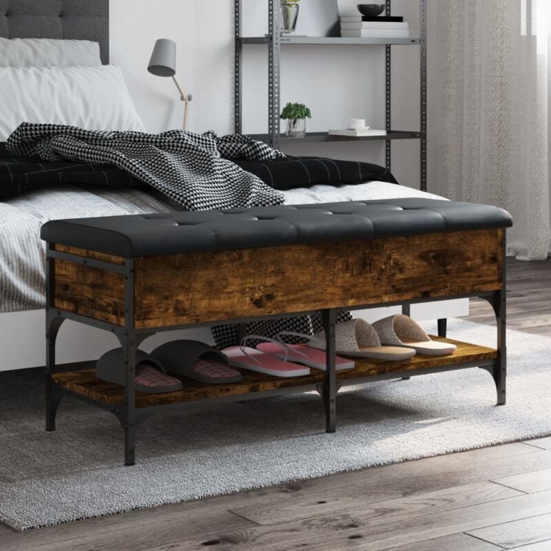 foto del prodotto vidaxl panca porta scarpe rovere fumo 102x42x45 cm legno multistrato