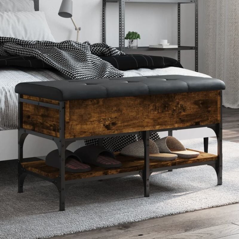 foto del prodotto vidaxl panca porta scarpe rovere fumo 82x42x45 cm in legno multistrato