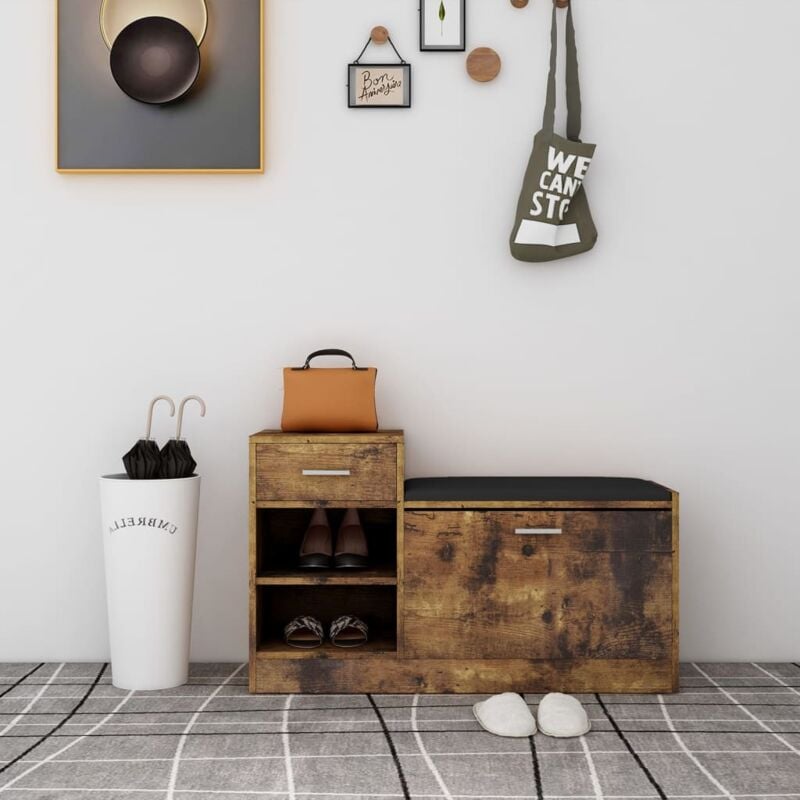 foto del prodotto vidaxl panca porta scarpe rovere fumo 94,5x31x57cm legno multistrato