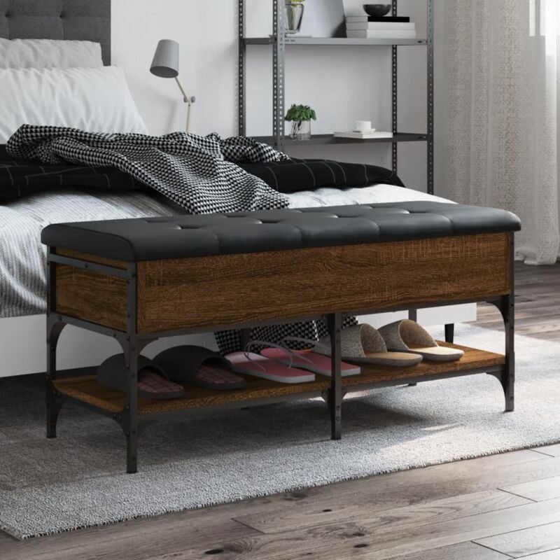 foto del prodotto vidaxl panca porta scarpe rovere marrone 102x42x45cm legno multistrato