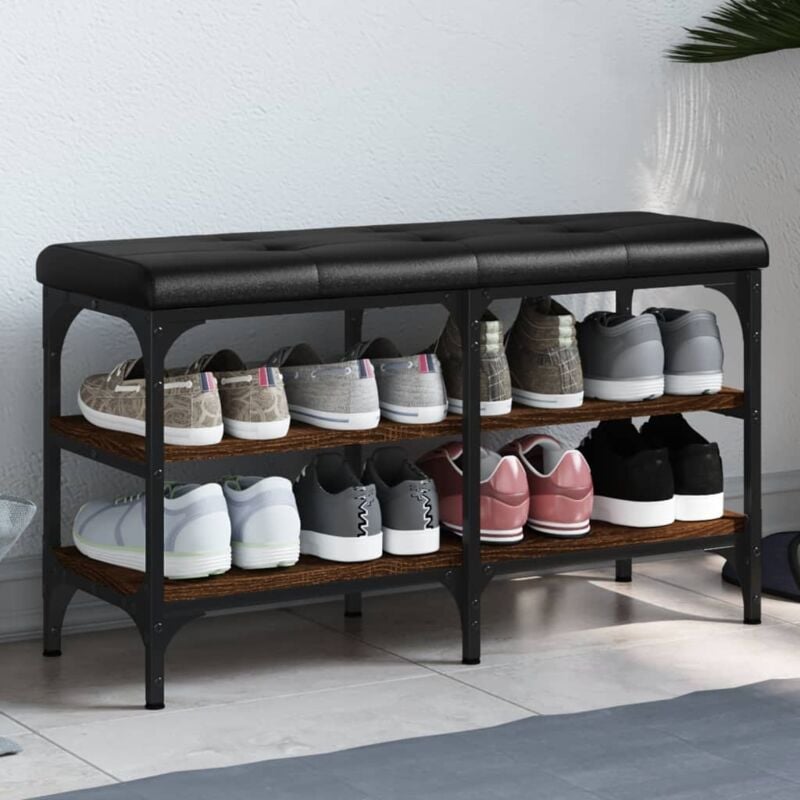foto del prodotto vidaxl panca porta scarpe rovere marrone 82x32x47cm legno multistrato