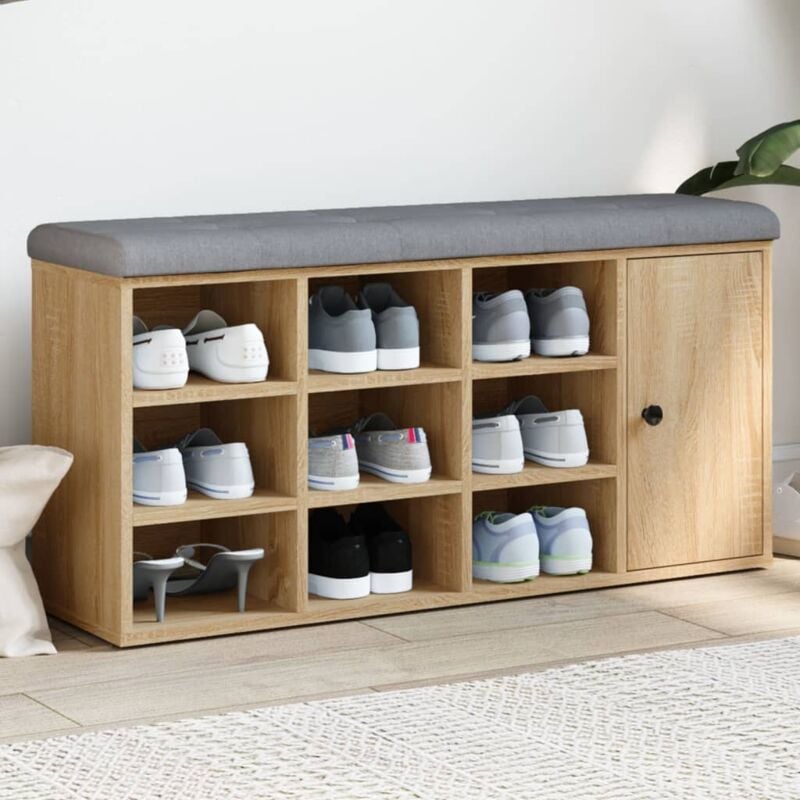 foto del prodotto vidaxl panca porta scarpe rovere sonoma 102x32x50 cm legno multistrato