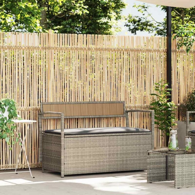 foto del prodotto vidaxl panca portaoggetti da giardino con cuscino in polyrattan