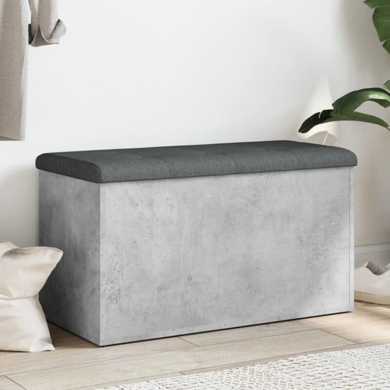 foto del prodotto vidaxl panca portaoggetti grigio cemento 82x42x45 cm legno multistrato