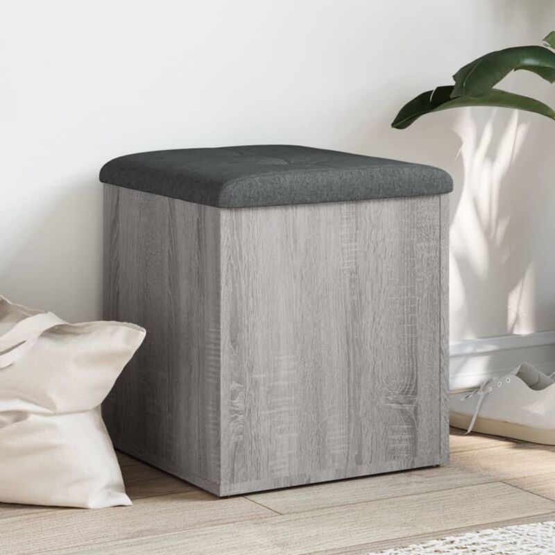 foto del prodotto vidaxl panca portaoggetti grigio sonoma 42x42x45 cm legno multistrato