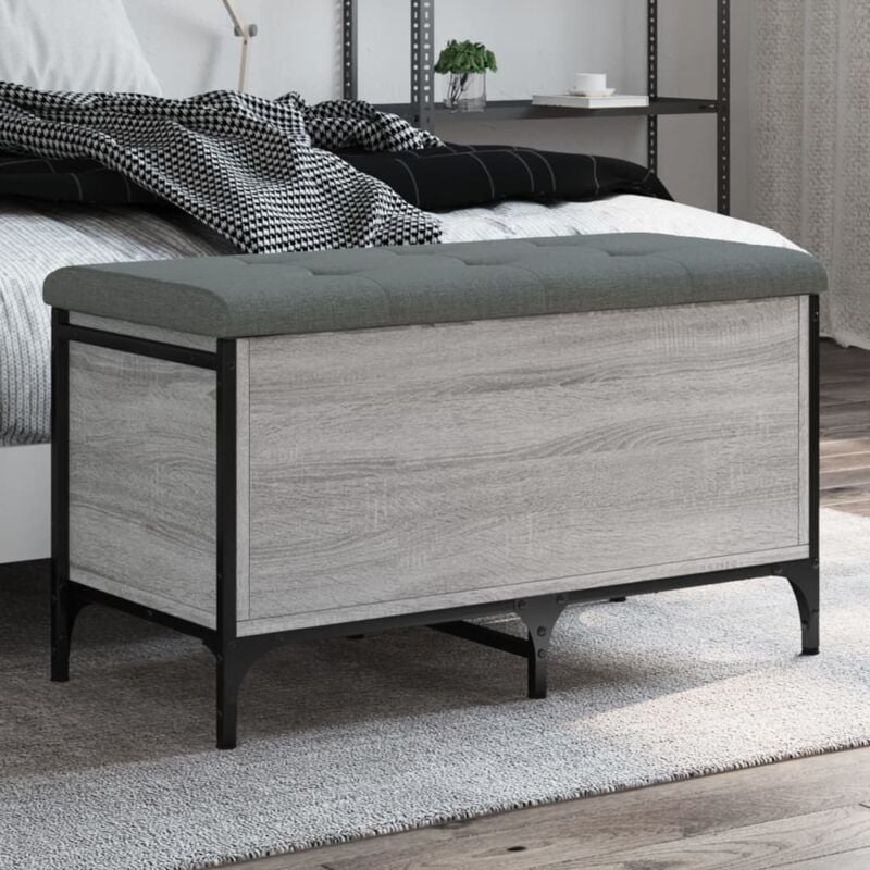 foto del prodotto vidaxl panca portaoggetti grigio sonoma 82x42x45 cm legno multistrato