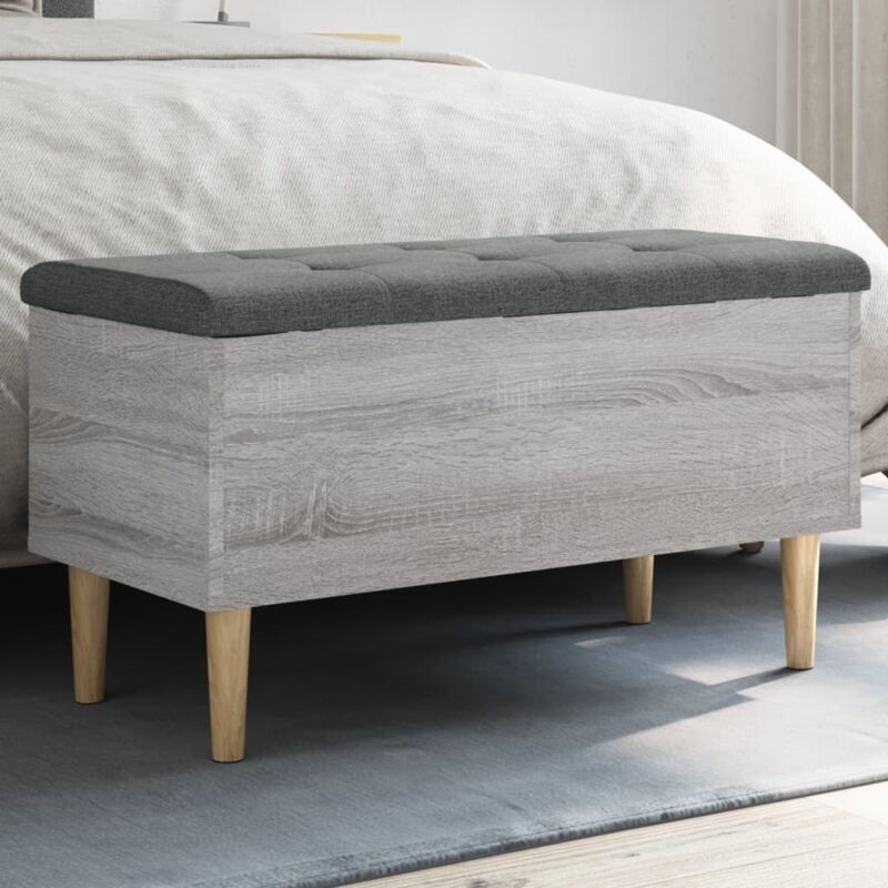 foto del prodotto vidaxl panca portaoggetti grigio sonoma 82x42x46 cm legno multistrato