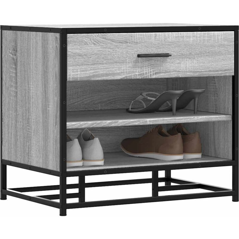 foto del prodotto vidaxl panca portaoggetti grigio sonoma legno multistrato e metallo