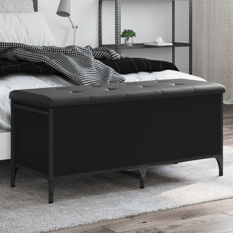 foto del prodotto vidaxl panca portaoggetti nera 102x42x45 cm in legno multistrato
