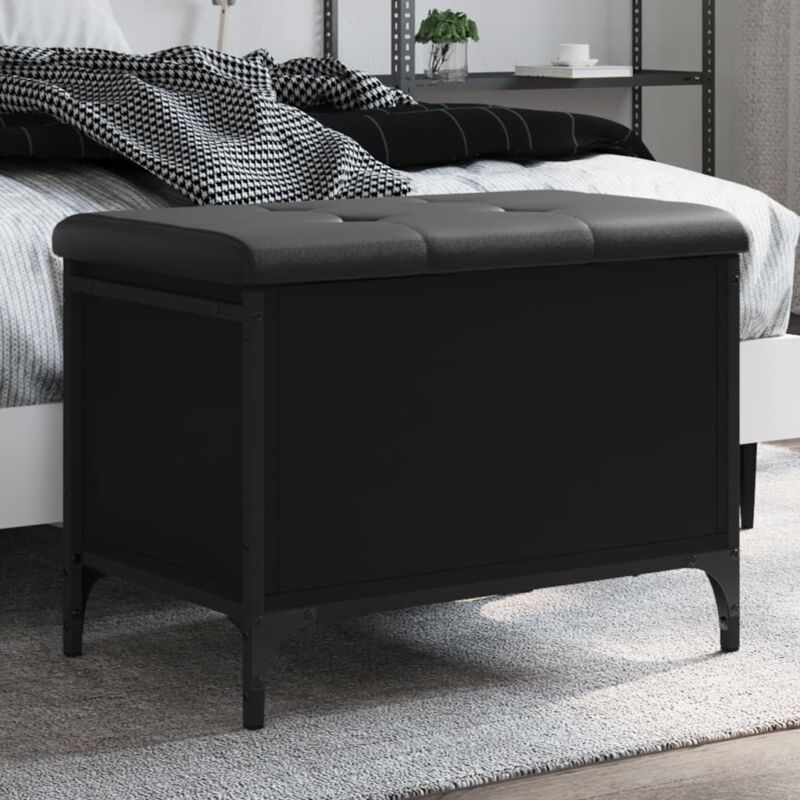 foto del prodotto vidaxl panca portaoggetti nera 62x42x45 cm in legno multistrato