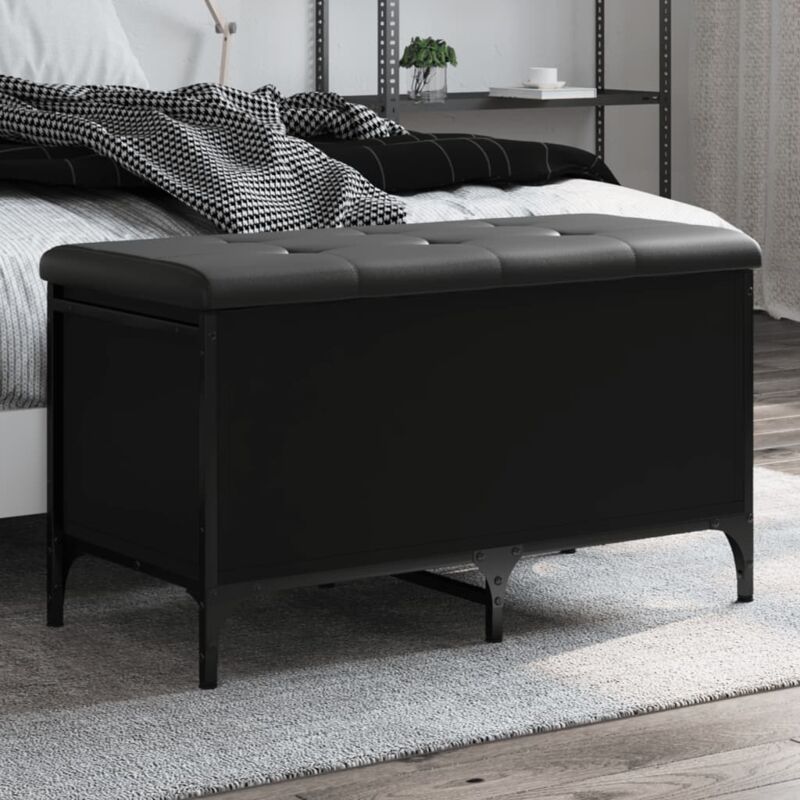foto del prodotto vidaxl panca portaoggetti nera 82x42x45 cm in legno multistrato