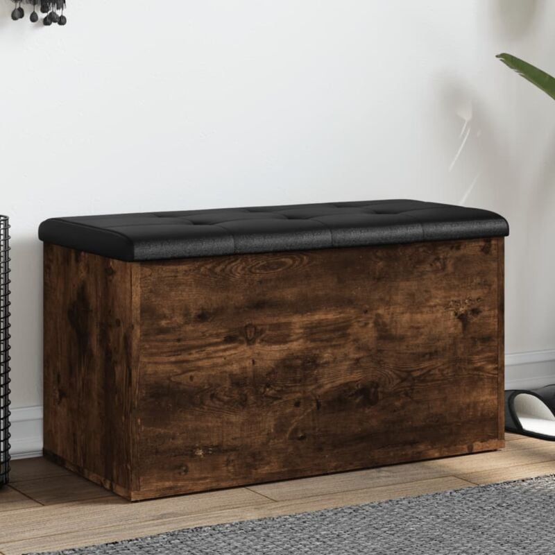 foto del prodotto vidaxl panca portaoggetti rovere fumo 82x42x45 cm legno multistrato