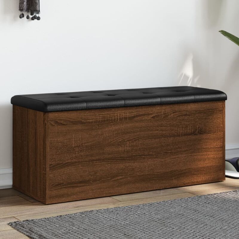 foto del prodotto vidaxl panca portaoggetti rovere marrone 102x42x45cm legno multistrato