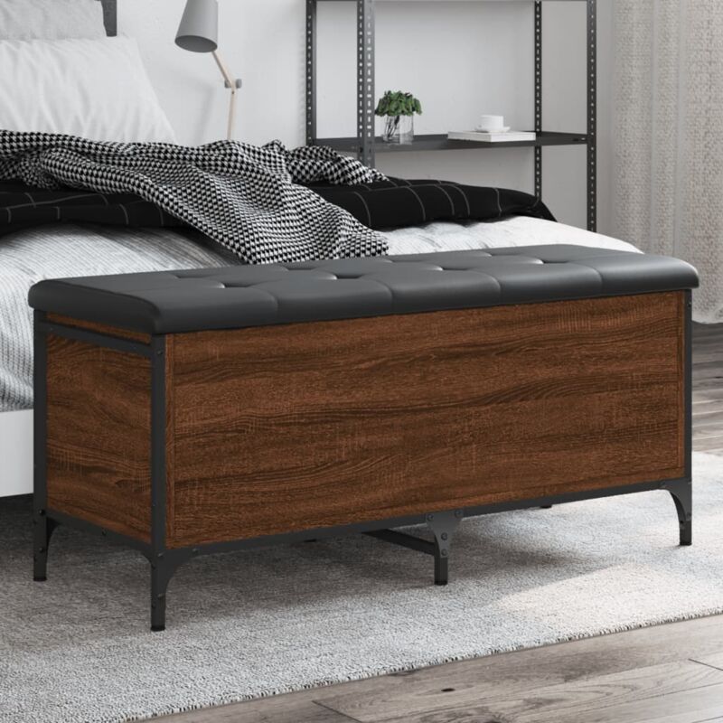 foto del prodotto vidaxl panca portaoggetti rovere marrone 102x42x45cm legno multistrato