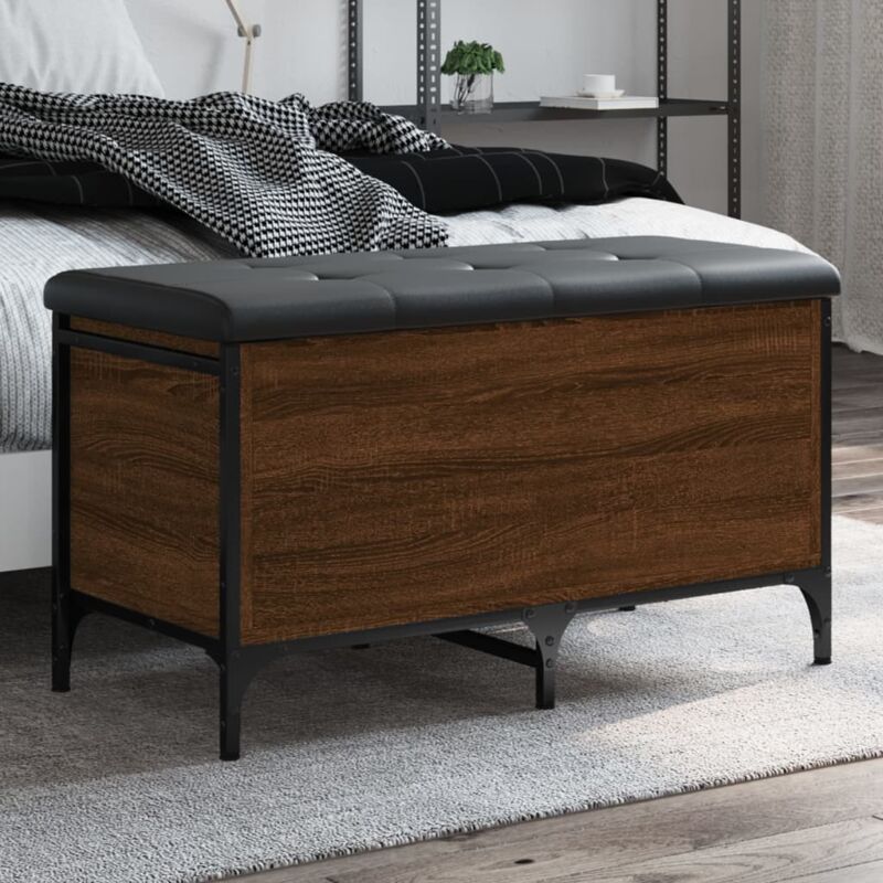 foto del prodotto vidaxl panca portaoggetti rovere marrone 82x42x45 cm legno multistrato