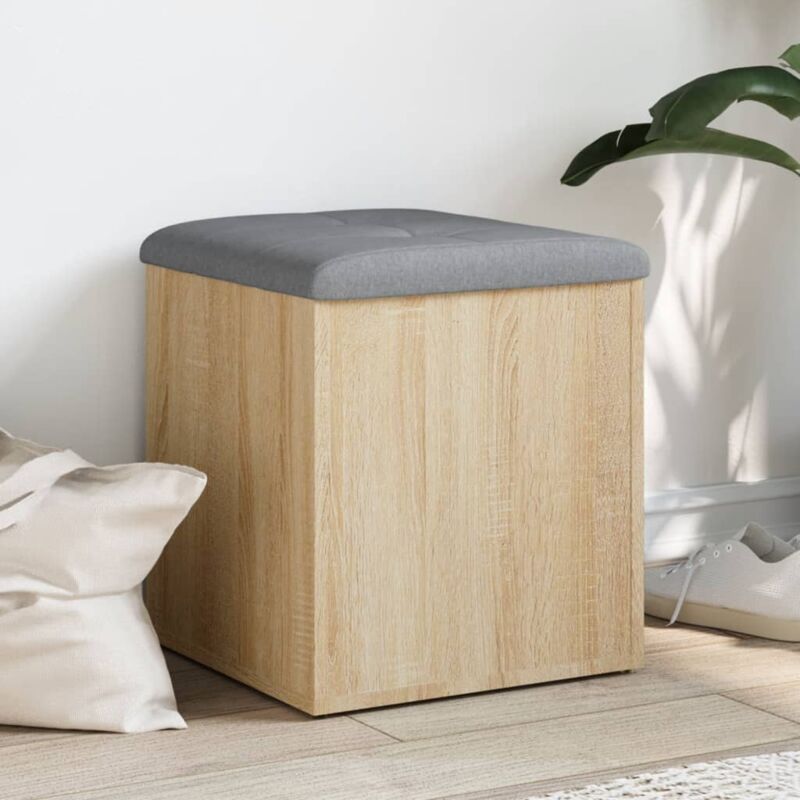 foto del prodotto vidaxl panca portaoggetti rovere sonoma 42x42x45 cm legno multistrato