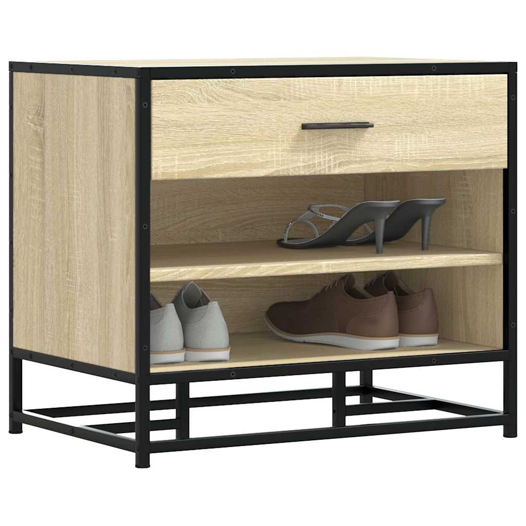 foto del prodotto vidaxl panca portaoggetti rovere sonoma legno multistrato e metallo