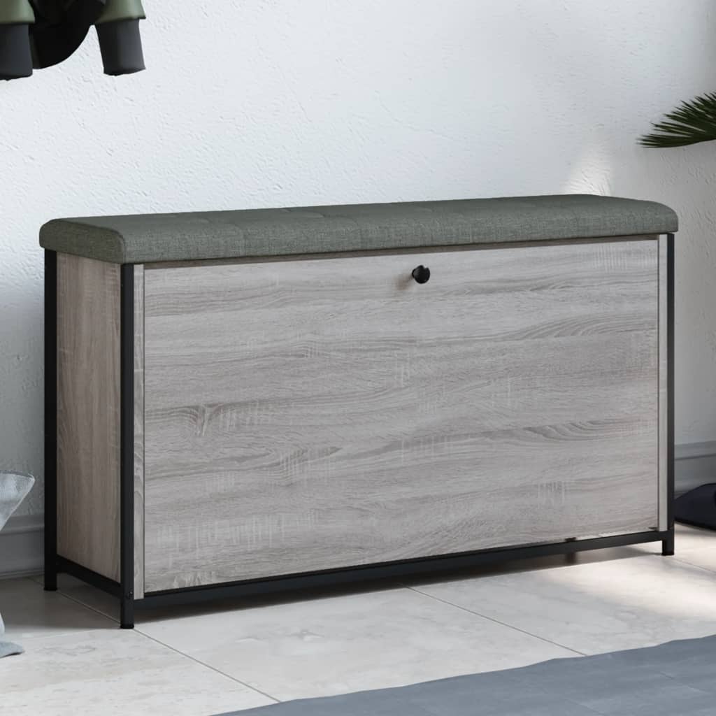 foto del prodotto vidaxl panca portascarpe cassetto ribaltabile grigio sonoma 102x32x56