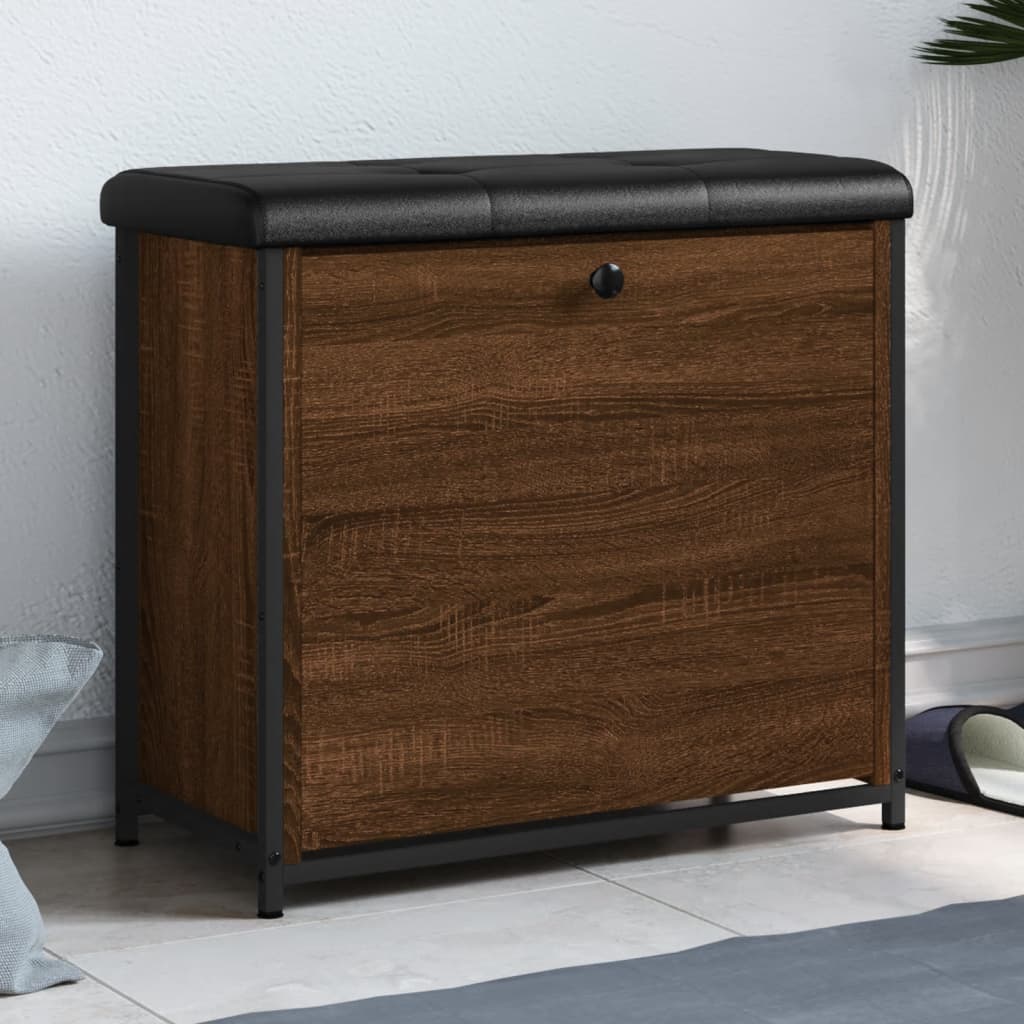 foto del prodotto vidaxl panca portascarpe cassetto ribaltabile rovere marrone 62x32x56
