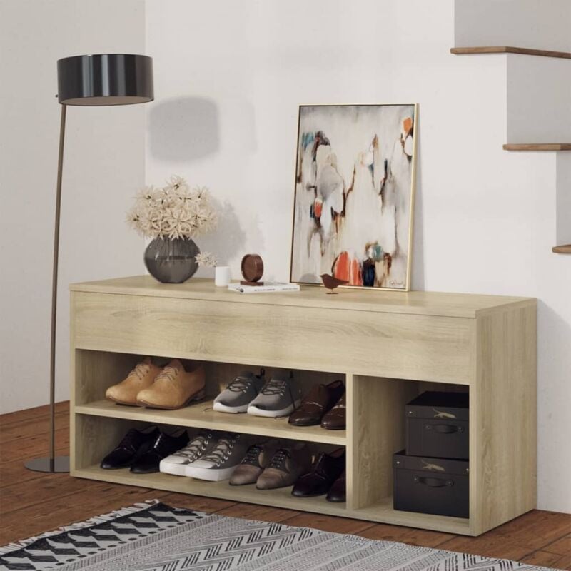 foto del prodotto vidaxl panca portascarpe rovere sonoma 105x30x45 cm in truciolato