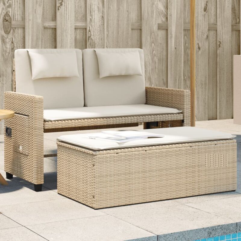 foto del prodotto vidaxl panca reclinabile da giardino con cuscini beige in polyrattan