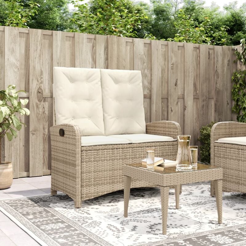 foto del prodotto vidaxl panca reclinabile da giardino con cuscini beige in polyrattan