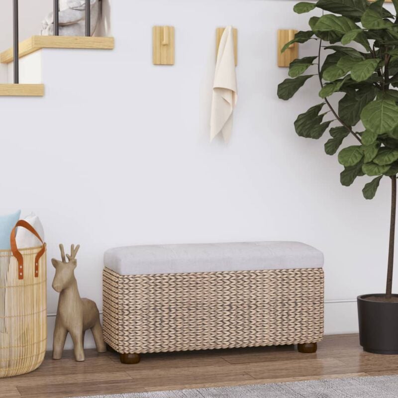 foto del prodotto vidaxl panche portaoggetti 2 pz con cuscino grigio 69 cm tifa