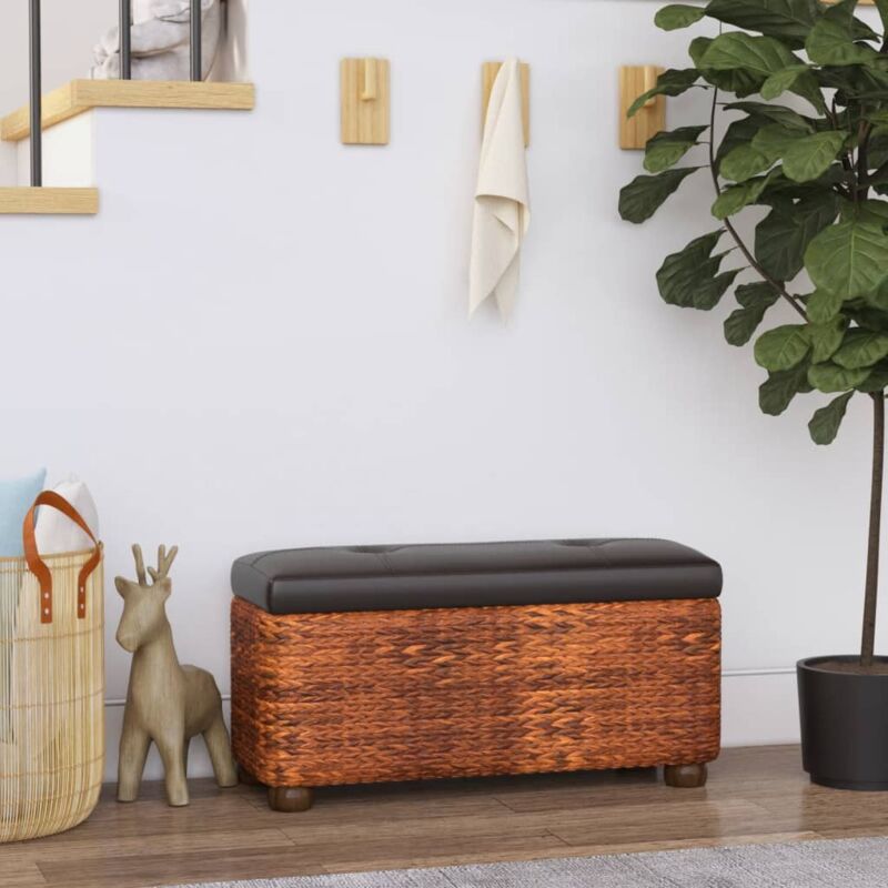 foto del prodotto vidaxl panche portaoggetti 2 pz con cuscino marrone 69 cm tifa