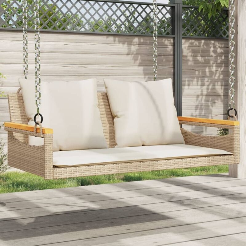 foto del prodotto vidaxl panchina a dondolo con cuscini beige 109x62x40 cm in polyrattan