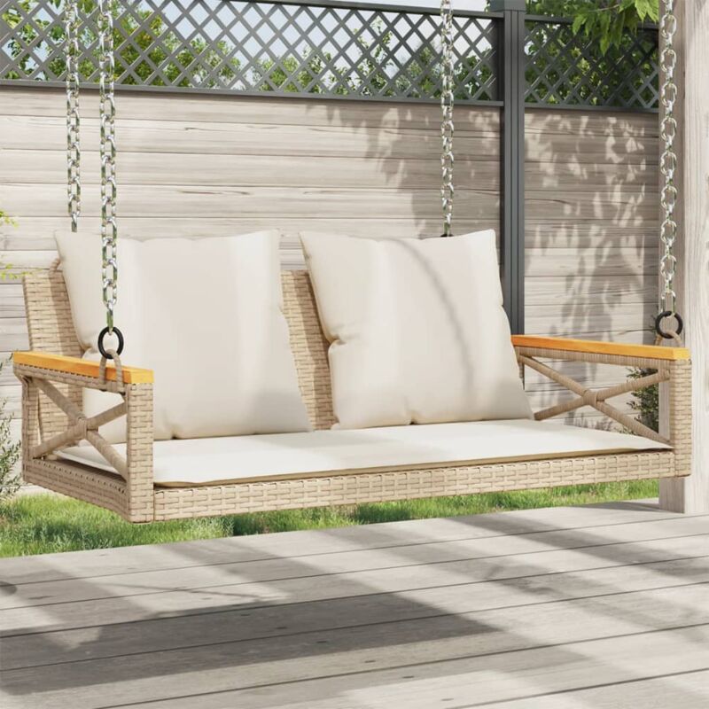 foto del prodotto vidaxl panchina a dondolo con cuscini beige 109x62x40 cm in polyrattan